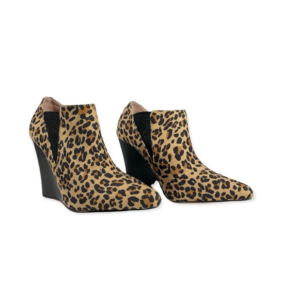 Leopard Print Wedge Ankle Boots - Picture 2 of 3